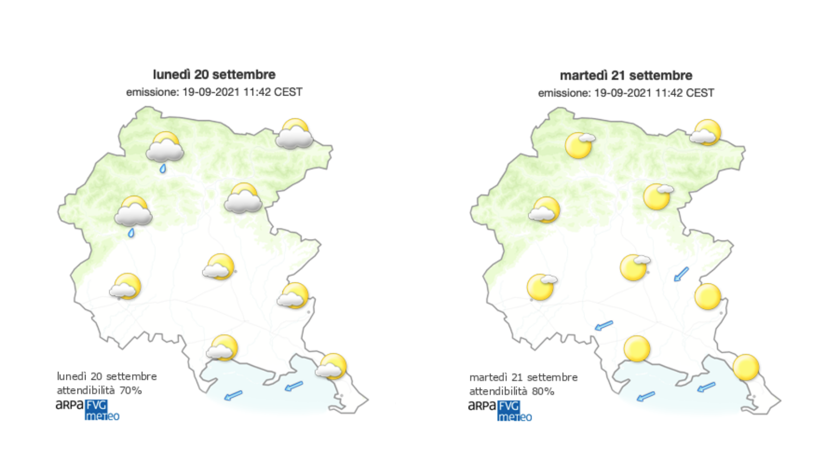 Immagine per Meteo, nuvolosità variabile sul Goriziano con tempo in miglioramento